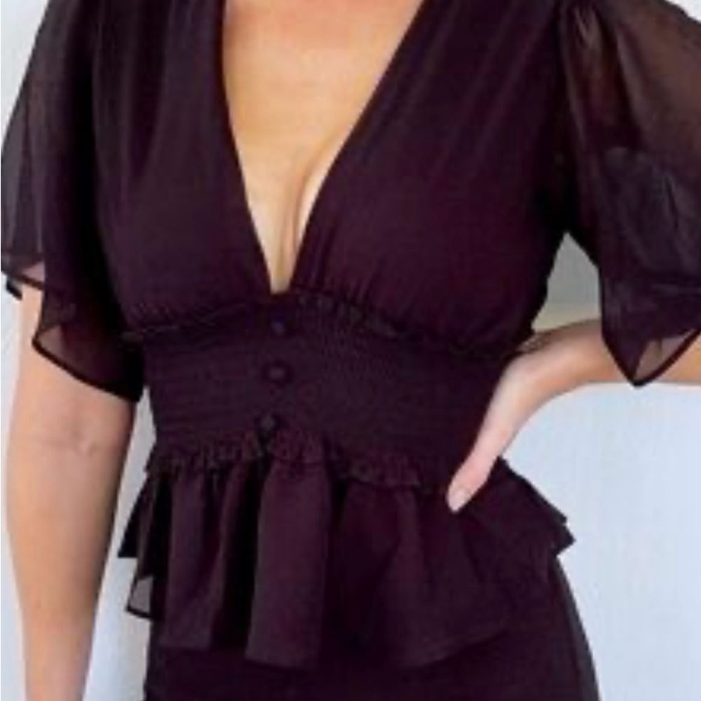 Shinestar Black Smocked Blouse